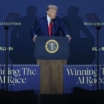 President Donald Trump during an AI-themed event.